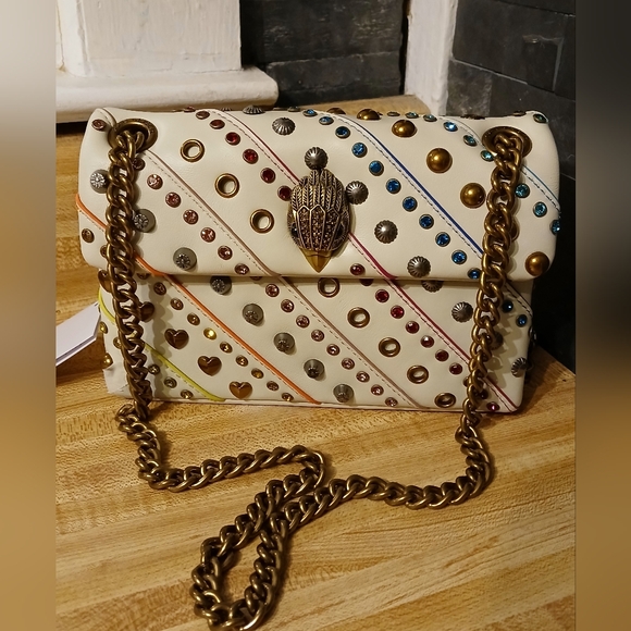 Kurt Geiger NWT Creme Kensington W/Rainbow Details, Studs & Rivets W/Dustbag - Picture 3 of 12